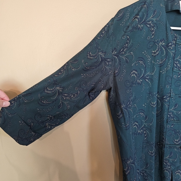 Vintage Pride & Joy Teal Paisley Kimono Blouse Tunic Size 12P Button Up Layering - Picture 7 of 12